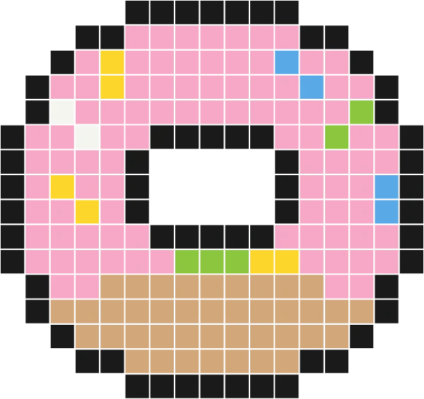 Ring donut with pink frosting, colored sprinkles and a tan base