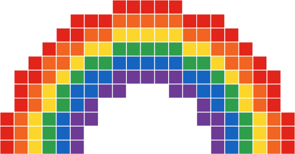 Six band rainbow arch in red, orange, yellow, green, blue and purple